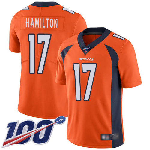 Men Denver Broncos 17 DaeSean Hamilton Orange Team Color Vapor Untouchable Limited Player 100th Season Football NFL Jersey